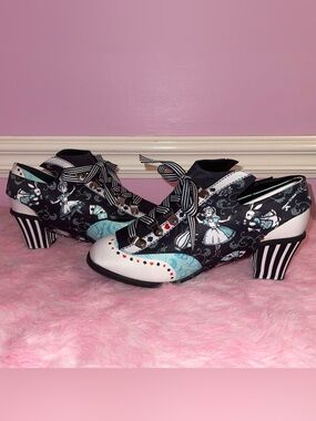 RARE Hot chocolate Design Alice In Wonderland heels Lolita Goth 7 Victorian